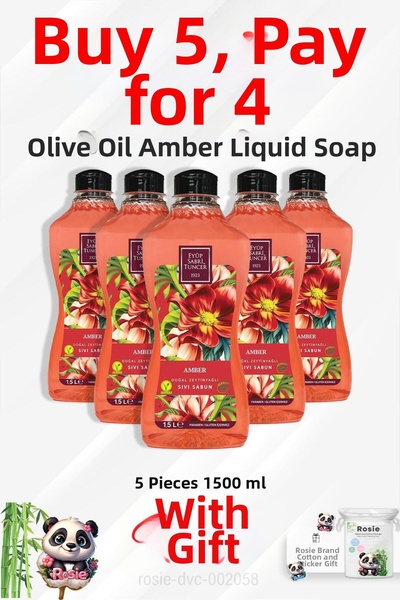 Eyüp Sabri Tuncer صابون سائل بزيت الزيتون العنبر - 1500 مل، اشتري 5 واحصل على...