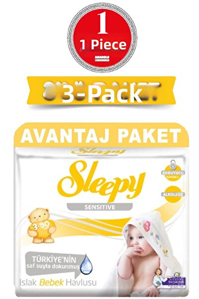 Sleepy 3 عبوات من المناشف المبللة الحساسة 90 قطعة
