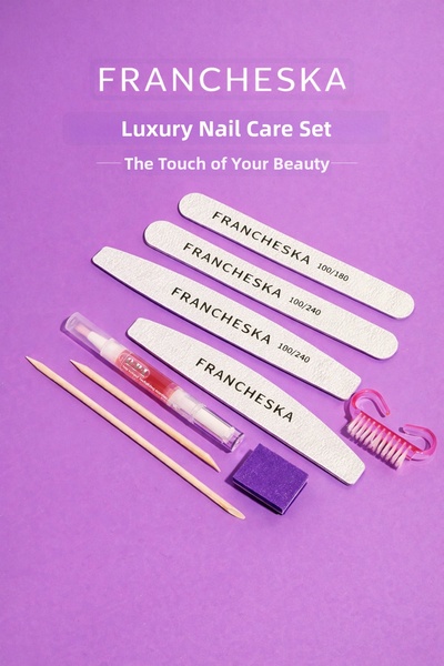 Francheska مجموعة لوكس للعناية بالأظافر - مجموعة مانيكير احترافية مكونة من 10...