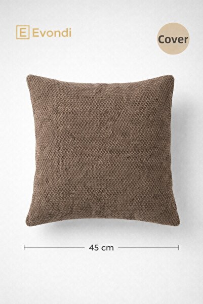 Evondi Brown Throw Pillow Cover 45X45 – Textured Washable Fabric, Modern Deco...
