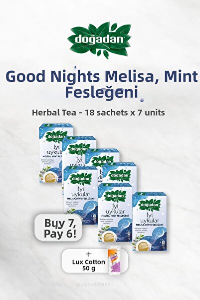 Doğadan اشترِ 7 واحصل على 6 شاي Good Sleep بالميليسا والريحان الهندي، قطن
