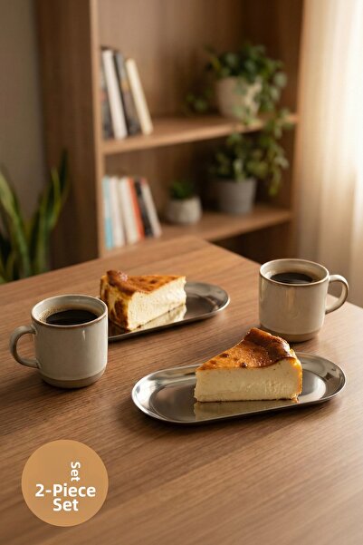 Vienev طقم من 2 أطباق بيضاوية كبيرة الحجم باللون الفضي - طبق تقديم وتقديم الو...