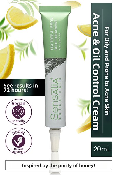 Sensatia Botanicals Anti-Acne Natural Cream for Oily Skin 20ml - Tea Tree, Le...