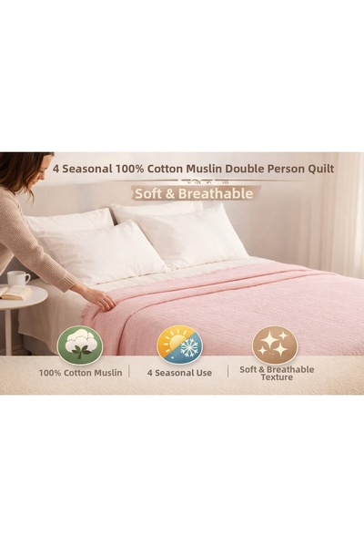 TECHTACT 100% Cotton 4 Season Muslin Single Pique 160-220 cm Soft Textured Be...