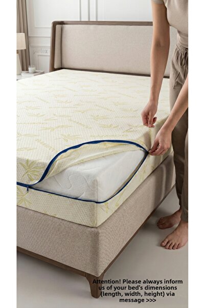 Artex Bamboo 150X200 Mattress Cover Protector Cover with Zipper Quilted Fit Z...