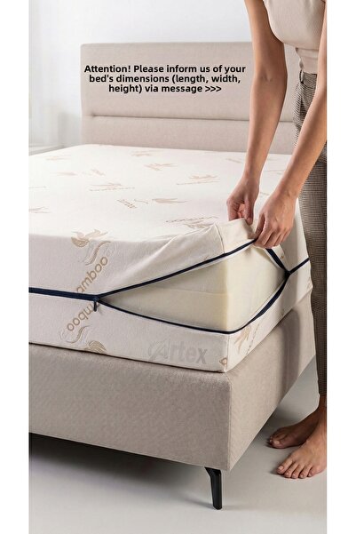 Artex Kılıf Bamboo 90X200 Mattress Cover Protector Cover with Zipper Quilted ...