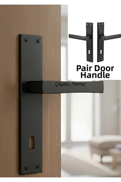 ÇEÇEN HOME Чифт матови черни дръжки за врати, метални дръжки за врати, дръжки...