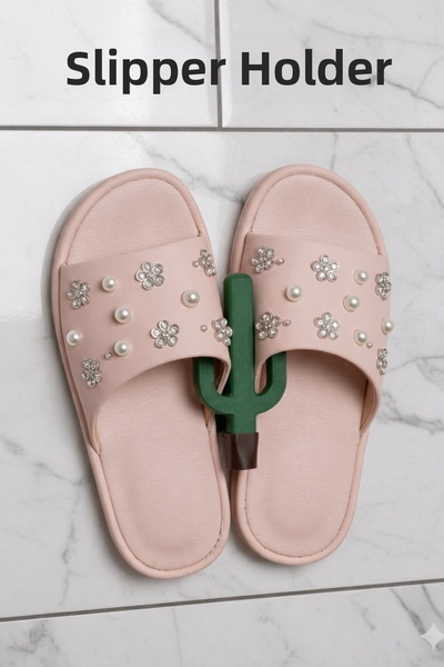 BOTE CONCEPT Cactus-Shaped Self-Adhesive Slipper Holder – Adjustable Width Ba...