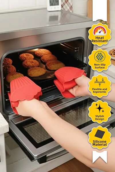 Dr.Maya Silicone Oven Mitts Set of 2 |   Heat Insulation, Non-Slip Surface, F...