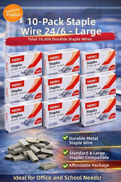 ANI OFİS KIRTASİYE A K Staple Wire 24/6 Large – Pack of 10 (Total 10,000 Stap...