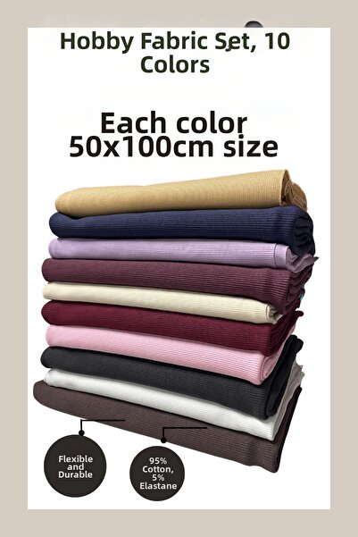 iki iplik 10 Pieces Mixed Color Hobby Fabric 95% Cotton 5% Elastane – for DIY...