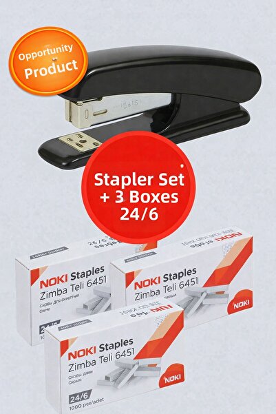 ANI OFİS KIRTASİYE A K مجموعة آلة تدبيس 24/6 + 3 علب من أسلاك التدبيس (إجمالي...