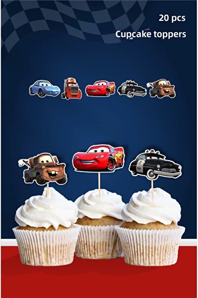abjad زينة كعكة عيد الميلاد على شكل سيارات سبارك ماكوين، 20 قطعة