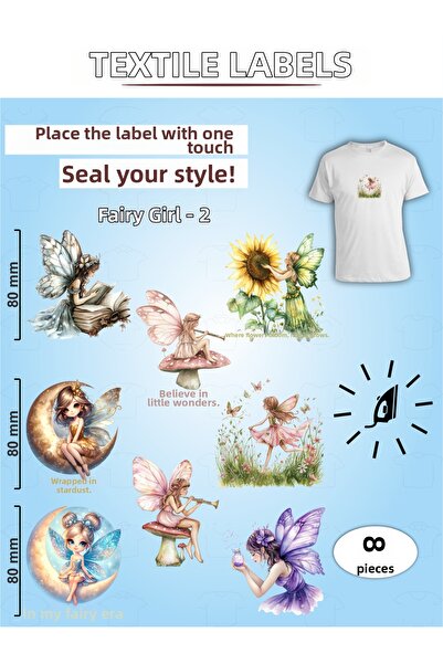 AGG Reklam Iron-On Clothing Sticker Fairy Girl-2 Set of 8