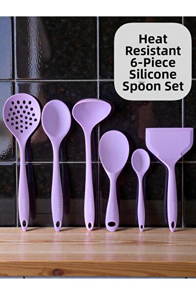 Seraph Heat Resistant Silicone Colander Ladle Spoon Spatula Set 6 Pieces