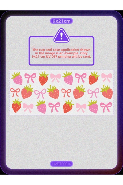 DYENOTE طباعة نقل حراري على الأكواب بتقنية UV DTF - فراولة - ملصق مقاوم للماء...