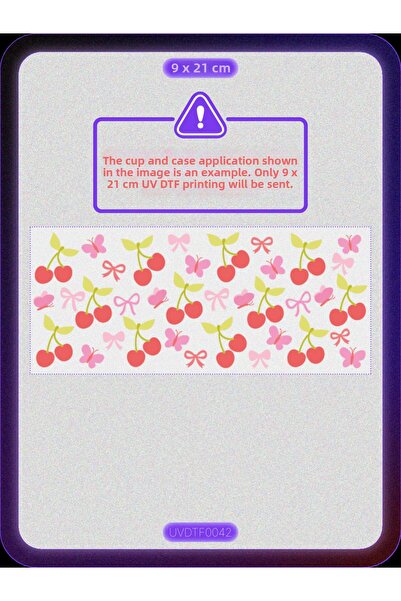 DYENOTE طباعة نقل حراري على الأكواب بتقنية UV DTF - فراولة - ملصق مقاوم للماء...