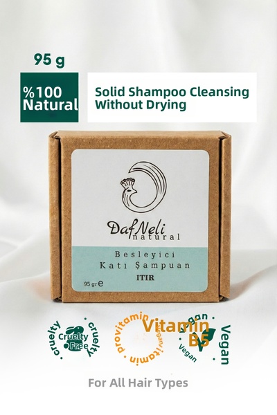 DAFNELİ شامبو صلب طبيعي 100%، مغذي ومنقي ومقوي للشعر، نباتي، 95 جرام.