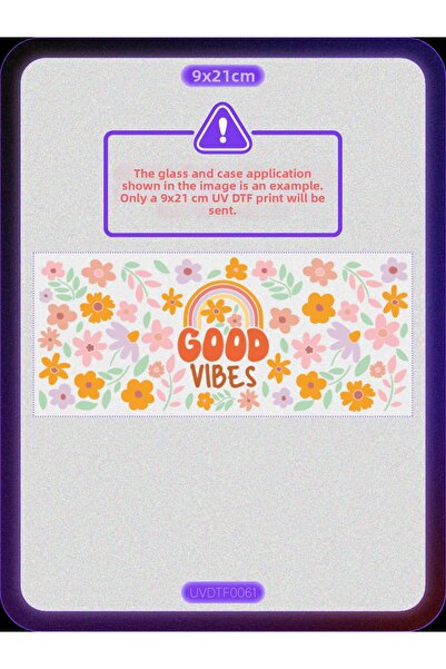 DYENOTE طباعة نقل حراري على الأكواب بتقنية UV DTF - زهرة ذات ملمس جميل - ملصق...