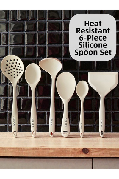 Seraph Heat Resistant Silicone Colander Ladle Spoon Spatula Set 6 Pieces