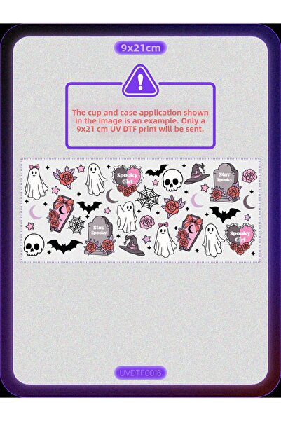 DYENOTE طباعة نقل حراري على الأكواب بتقنية UV DTF - هالوين - ملصق مقاوم للماء...