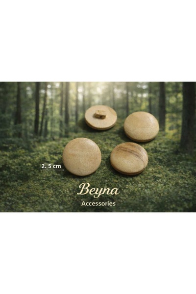 Beyna NATURAL WOODEN BOARD 2.5 CM BUTTON 1 PACK 8 PIECES