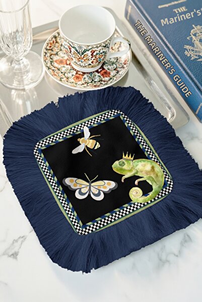 Evimde Bambaşka Șervețel de prezentare cu franjuri și model exotic regal - Șe...