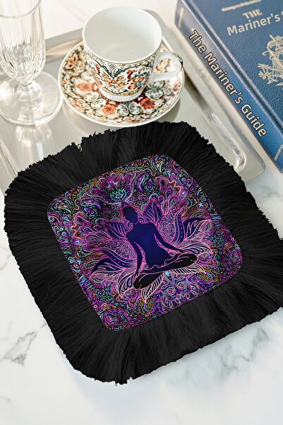 Evimde Bambaşka منديل ماندالا لوتس ملون ذو هامش مزخرف - منديل بوهيمي روحاني ل...