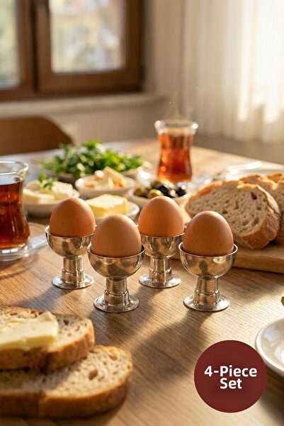 Vienev Set of 4 Metal Egg Cups Stylish Breakfast Presentation - Egg Container