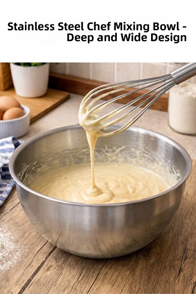 MODA Salad Dough Stainless Steel Chef Mixing Bowl with Deep and Wide Design