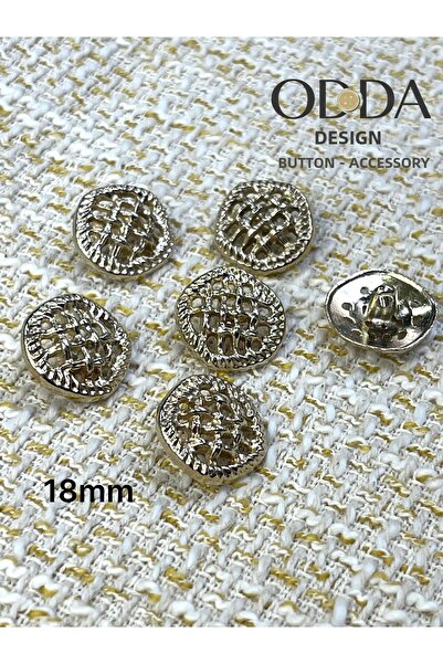 ODDA TASARIM ATÖLYESİ 18 mm Z.Ra Wicker Pattern Gold 6 Piece Button Set
