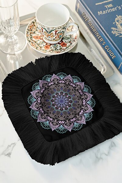 Evimde Bambaşka Șervețel elegant pentru prezentare cu franjuri și motiv Manda...