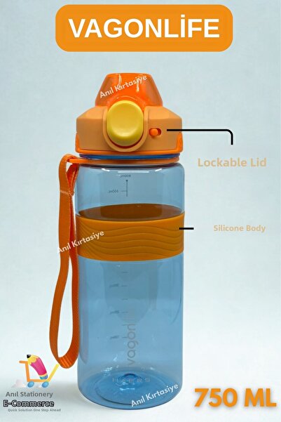 Vagonlife Tritan 750 ml Water Bottle with Wrist Strap - Non-Slip Silicone Body