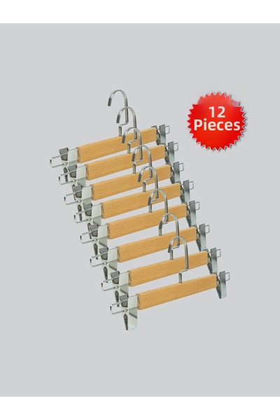 NYN Wooden 8131 (Nickel Silver Hook Lama) Latched Skirt and Trouser Hangers 1...