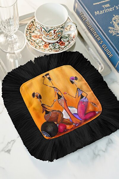 Evimde Bambaşka مناديل تقديم الطعام بتصميم فني أفريقي مزينة بالشراشيب - منادي...