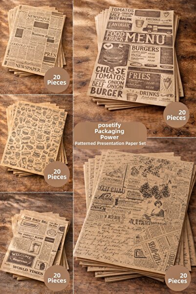 POŞETİFY ورق زيت مزخرف ذاتيًا للعروض التقديمية |   100 قطعة |   ورقة عرض نماذ...