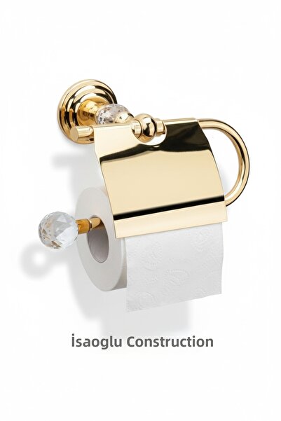 İSAOĞLU YAPI Suport pentru hârtie igienică auriu, cu cristale, design special...