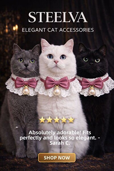 STEELVA زي قطة بلون بي إم جي مع ربطة عنق لؤلؤية