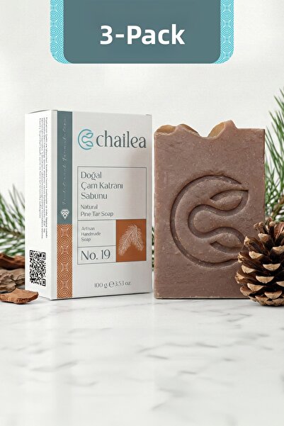 Chailea Natural Pine Tar Soap Set of 3 — Oily and Combination Skin, Cold Proc...