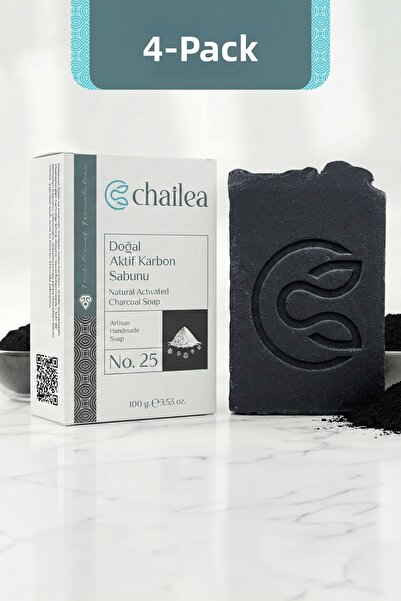 Chailea صابون الكربون المنشط الطبيعي المصنوع يدويًا - منقي المسام للبشرة الده...