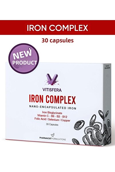 Vitisfera Iron Complex 30 Capsules-Iron (Bisglycinate), Vitamin C, Folic Acid...