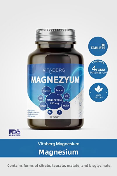 Vitaberg مغنيسيوم |   بيسجليسينات، تورات، سيترات، مالات + ك2، ب6، بورون، سيلي...