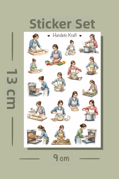Handeto Kraft Σετ αυτοκόλλητων με θέμα την κουζίνα και το μαγείρεμα, αυτοκόλλ...