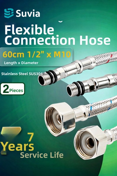 SUVİA Kitchen Sink Faucet Connection Hose 60 cm 1/2'' X M10 Stainless Steel S...