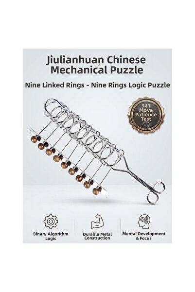 direkstoktan Jiulianhuan Chinese Mechanical Intelligence Puzzle - Nine Linked...