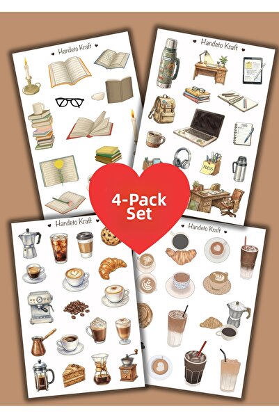 Handeto Kraft Σετ 4 αυτοκόλλητων γραφείου και διαλέξεων, αυτοκόλλητα, λεύκωμα...