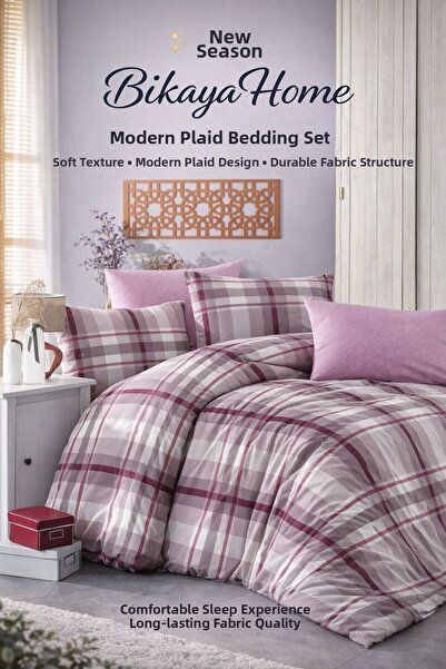 Bikaya Home Plaid Patterned Single Duvet Cover Set |   Stylish and Modern Fit...