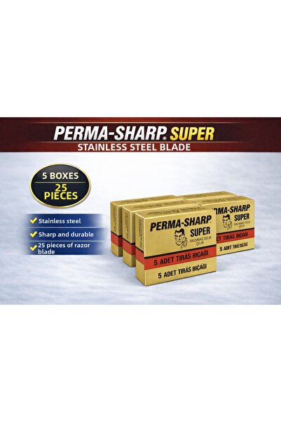 CT STONES Lame de ras Perma-Sharp Super din oțel inoxidabil, 5 bucăți, 5 cutii