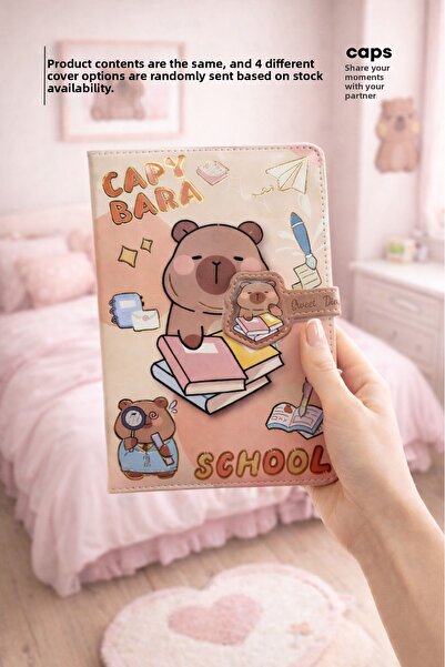 caps office 1 Capybara Themed Magnetic Lock Concept Notebook - A5 Size - 160 ...