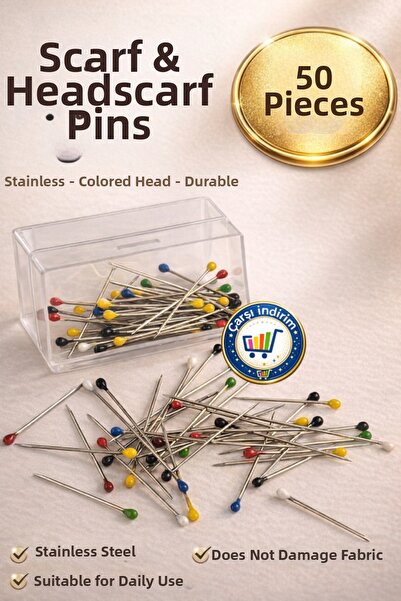 nistabolje 50 bucăți 1 cutie Ace pentru eșarfe Ace pentru hijab Ace colorate ...